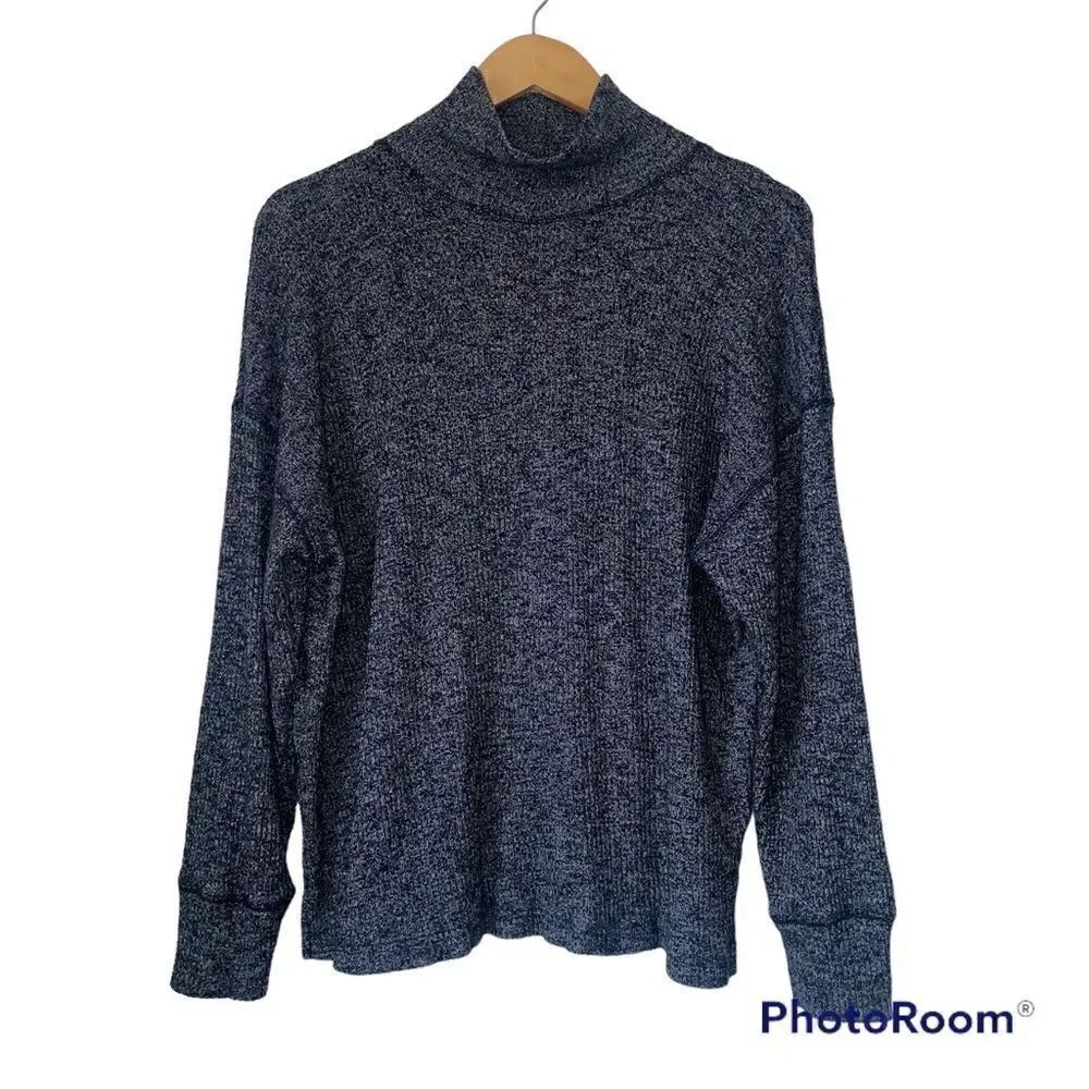 J.crew 2020 turtleneck fine ribbed sweater top charcoal gray black AT776
